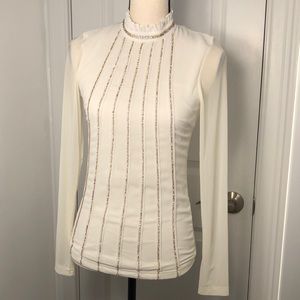 White/Gold Long Sleeve Blouse (New)